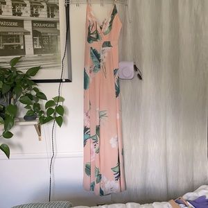 Pink pantsuit with bow tie back